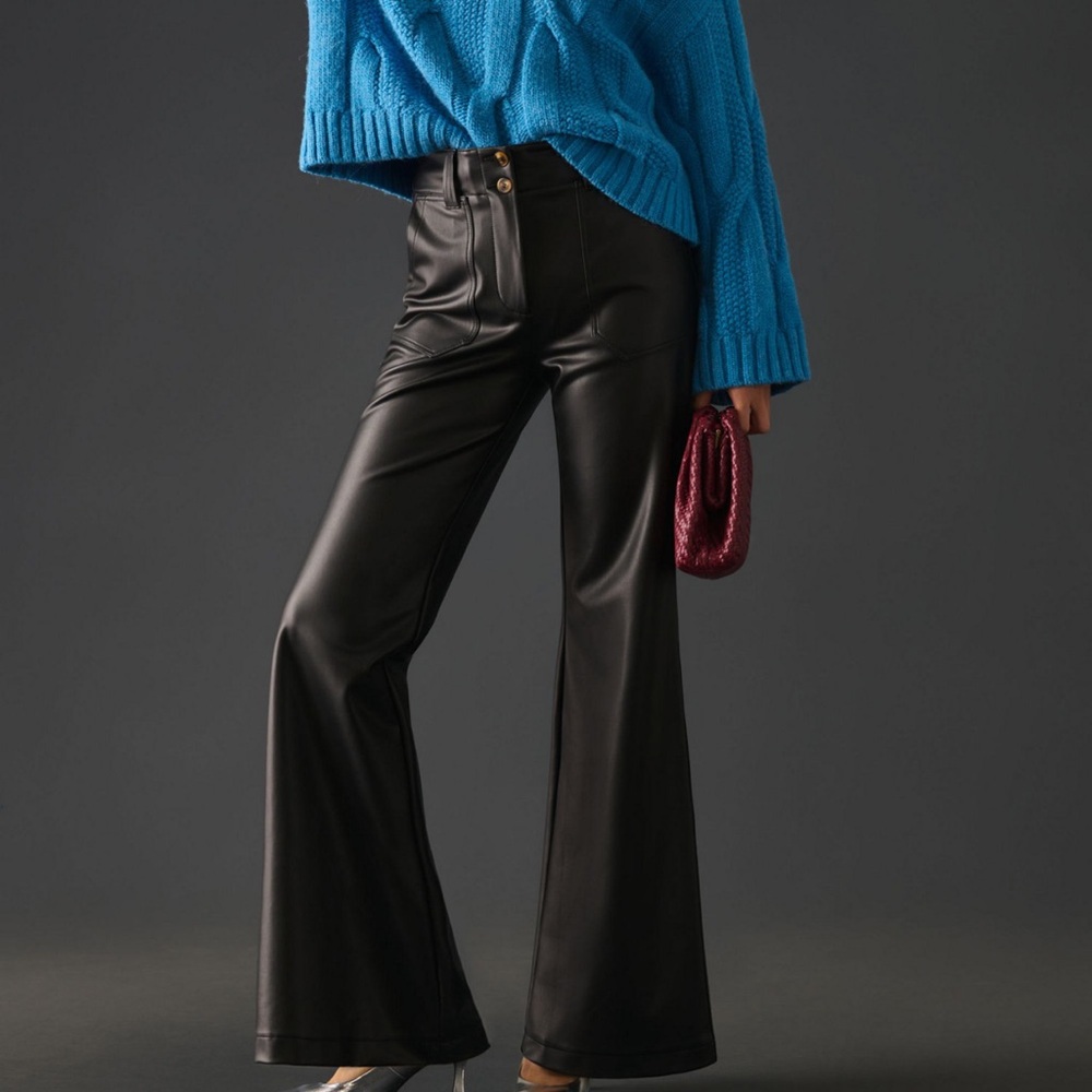 Maeve Vegan Leather Wide-Leg Flare Pants